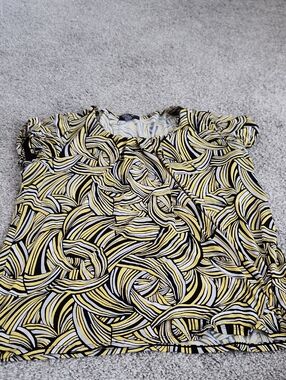 Alfani Yellow, Black & White Swirl Print Blouse